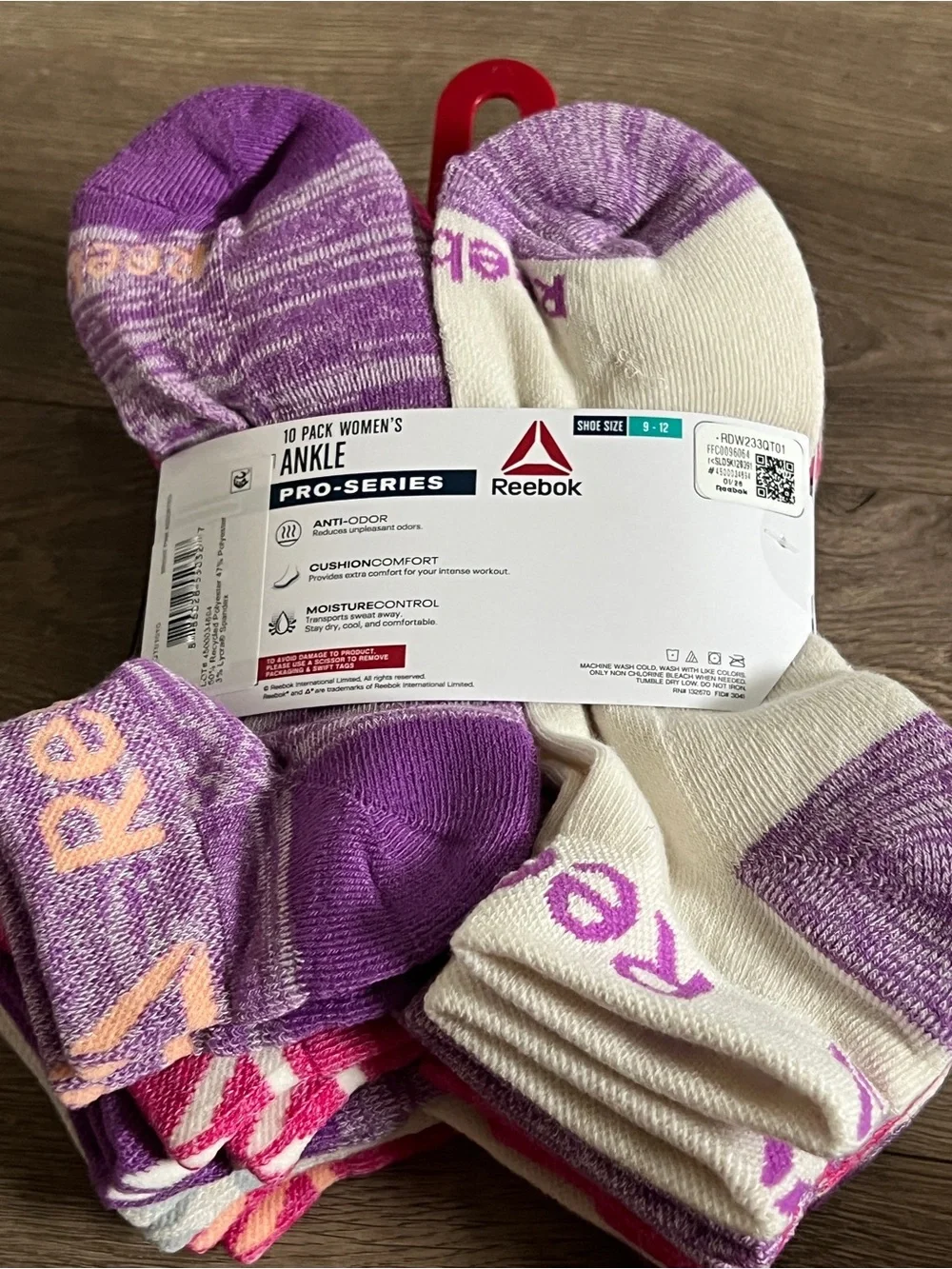 Reebok Pro Series 10 Pairs Ankle Socks Size 9-12 New